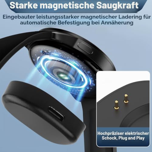 2 Stück Ladegerät für Uhren, Typ C, magnetisch, Ladegerät für Armbanduhr, kompatibel mit AMAZFIT T-Rex 3/Balance Typ C, Ladestation, Konverter mit Überspannungs- und Überstromschutz