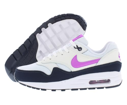 Kids' Air Max 1 White Purple (GS) by Nike