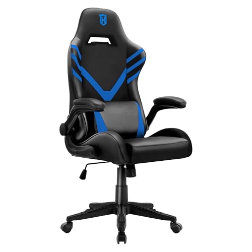 LXRADEO Silla Gaming Sillón Gamer Ergonómico Silla Gamer Cuero PU Silla De Oficina,adeira Gaming Chair Silla de Ordenador, Silla de Juego con Soporte Lumbar de Masaje,Giratorio 360 Grados,160KG,Azul