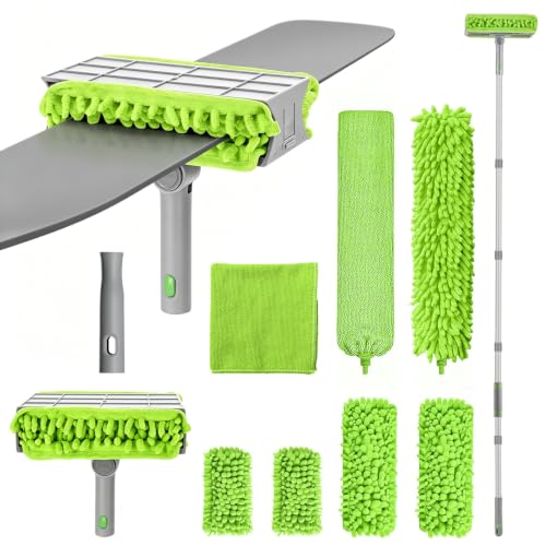 Extendable-Fan-Duster-Set-with-72-Inch-HandleReusable-Brush-Cloths-for-Ceiling-Fan-Blinds-Baseboards Extendable Fan Duster Set with 72 Inch Handle,Reusable Brush Cloths, for Ceiling Fan, Blinds & Baseboards - Image 1