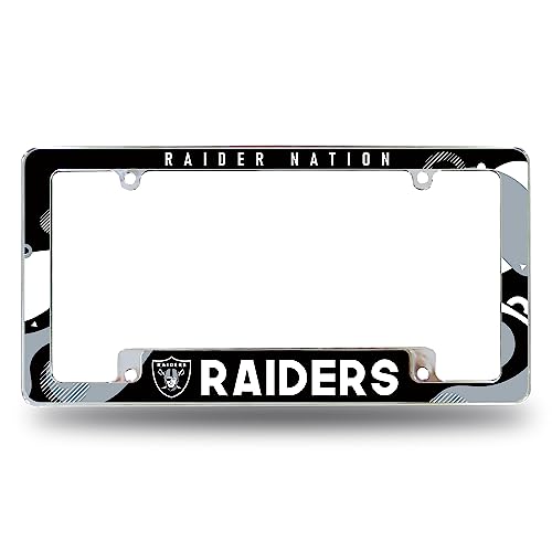 Rico Industries NFL Football Las Vegas Raiders Wave 12 x 6 Chrome All Over Automotive License Plate Frame