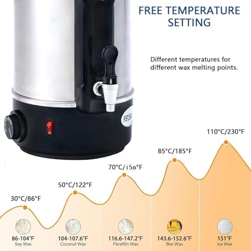 Elektryczny topiący wosk z cyfrowym wyświetlaczem temperatury do produkcji świec luzem i mydła