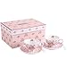London Boutique Set di 2 Tazze da caffè e piattini Vintage Flora Rose Lavanda in Porcellana (Rosa Rosa Rosa 2 Pezzi)