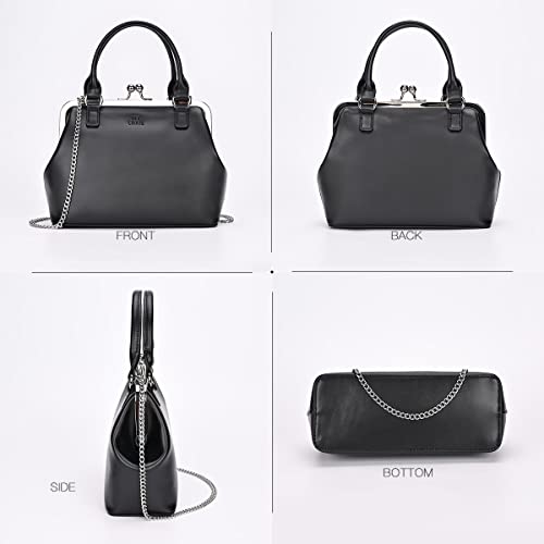 Image of GM LIKKIE Kiss Lock Purses and Handbags, Vintage PU Leather Clutch Purses for Women, Top Handle Evening Handbag