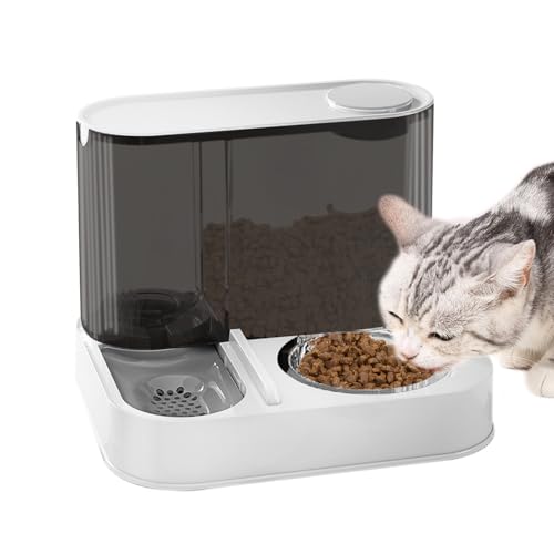 WJnflQN Dispensador de agua para comida para mascotas, dispensador de agua 2 en 1, recipiente automático de comida seca para perros, dispensador de agua para alimentos para animales pequeños y