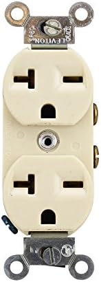 Leviton 5824-I 20A 250V Narrow Body Duplex Receptacle, Straight B...