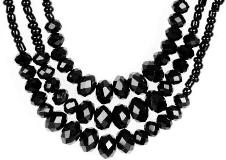 Urban Jewelry Vintage-Inspired Charcoal Black Beaded Necklace for Women – 1920s Gatsby Lariat/Y Style – Multitier Design – 20" to 37" Lengths Available - Image 2