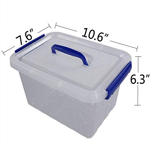Pekky Plastic Small Handle Storage Box, 6 Quart Clear Plastic Bins, 6 Pack #TOP1