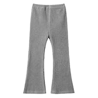 Valcatch Filles Pantalon évasé Côtelé Taille élastique Legging à Volants Léger Couleur Unie Pantalons Doux Et Serrés 3-8 Ans