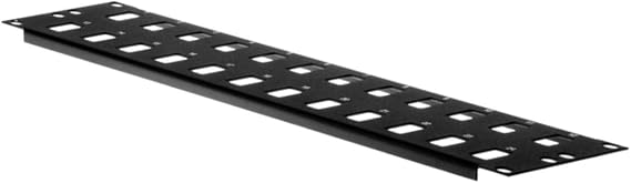 CablesAndKits Blank Keystone Panel - 24 Ports, 2RU, Made from Cold Rolled Steel (CRS) - with Satin Black Finish, EIA Hole spacing, Holds Most Standard Keystone Jacks.