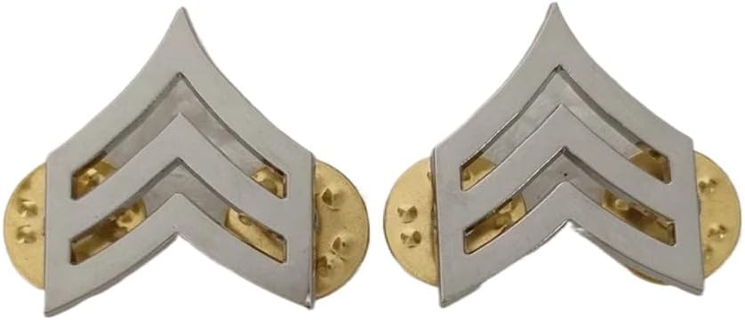 Reproduction SILVER PAIR OF WW2 US ARMY SERGEANT FIRST CLASS PINBACK RANK INSIGNIA BADGE