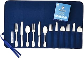 12 piece Silver Cutlery Storage Roll, Dark Blue by Town Talk