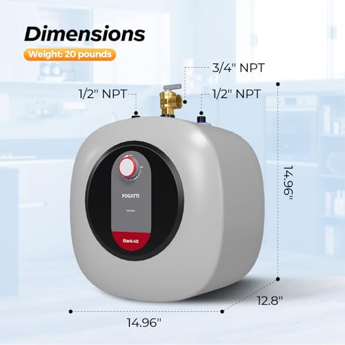 Electric Mini Tank Water Heater, FOGATTI 2.5 Gallon Point of Use Instant Hot Water Heater 120V 1440W, Small Hot Water Heater, Under Sink, Wall or Floor Mounted, Easy to Install - Thumbnail 7