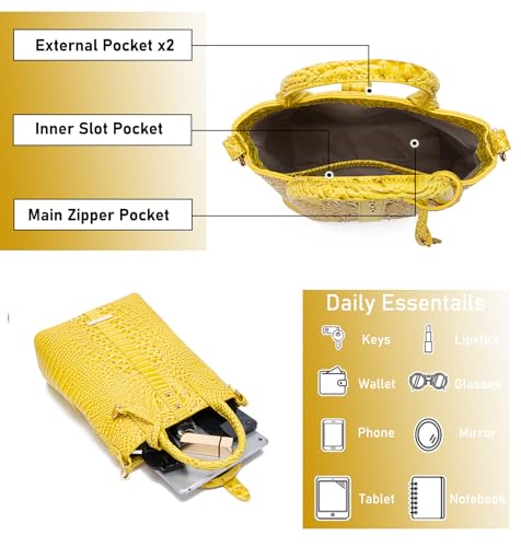 Cartera tote para mujer de cuero vegano con diseño cocodrilo miniatura 6