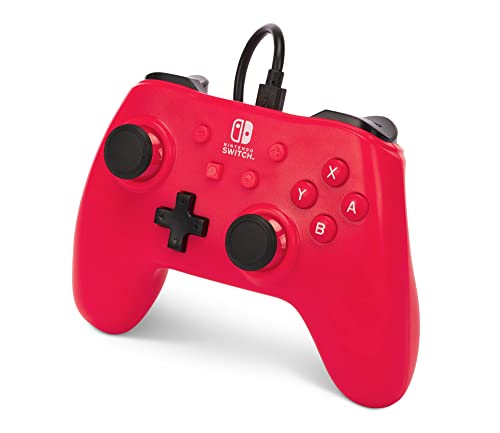 Mando con cable para Nintendo Switch rojo con joystick analógico y entrada de audio integrada 4