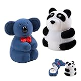 ZORZA 2Pcs Panda & Koala Velvet Ring Boxes Portable Animal Ring Holder for Engagement & Proposal Small Travel Jewelry Case Organizer Mini Ring Storage Solution
