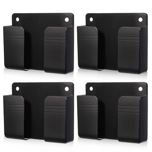 WY LIGHTING LEVEL 4 Pack Wall Mounted Phone Holder, Phone Stand Self Adhesive with Charging Hole...