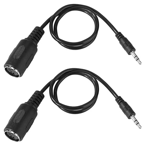 BTFO 2 Sztuki Adapter Typ-A MIDI do 3,5mm, 35,5cm Przejściówka MIDI Żeńska na TRS 3,5mm Męska Konwerter Audio do Keyboardów Syntezatorów & DAWs
