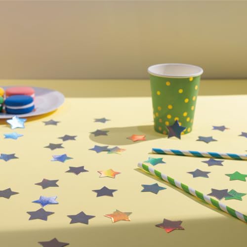 Image of MOWO Laser Silver Star Confetti Holographic Table Decoration | Baby Shower Birthday Wedding Graduation Eid Ramadan Theme Party, 1.2 inch in Diameter, 200 Counts