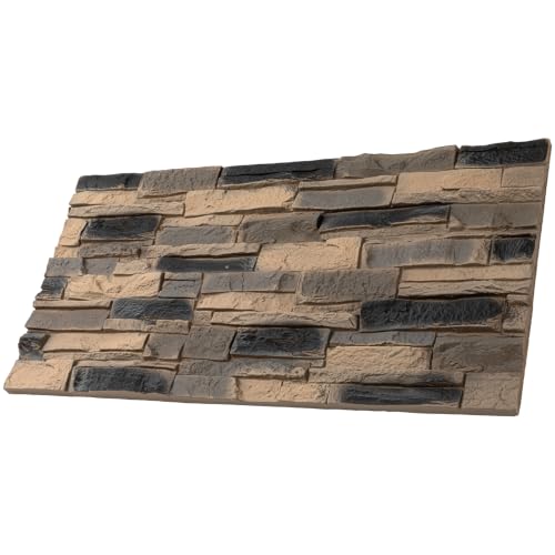 Maasechs 48" x 24" Faux Stone Wall Panel Wall Panels for DIY Accent Walls, Realistic High Relief and Waterproof PU Stone Siding for Home Facades Fireplace Surround Decor