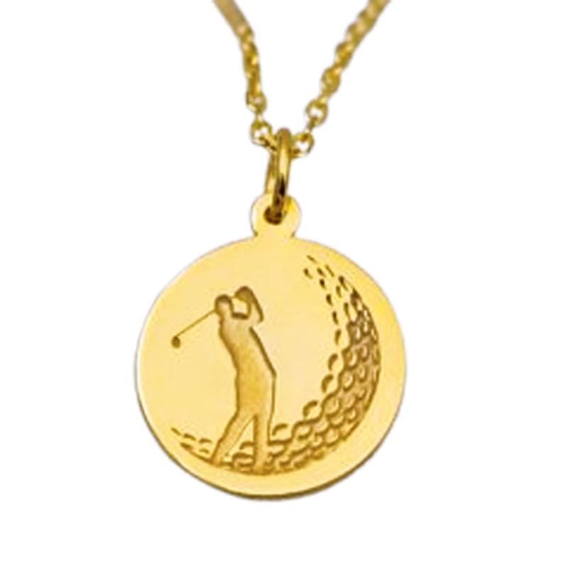 Pendentif joueur de golf en argent doré, le cadeau bijou fait main idéal