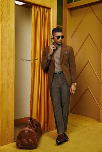 Pj Paul Jones Slacks For Men Slim Fit Dress Pants Business Casual Wool Blend Trousers Coffee thumb #1