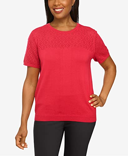 Alfred Dunner Women's Solid Short Sleeve Sweater Size S Red #TOP5