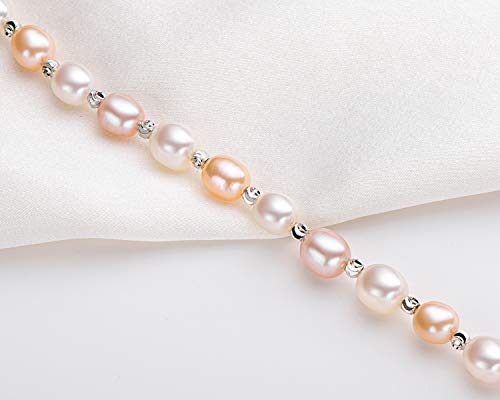 Dengguang Pearl Bracelets For Women,Freshwater Cultured Strand Multicolor Pearl Bangle Gold Filled With Adjustable Chain Jewelry Gift For Women Wife Mom #TOP2