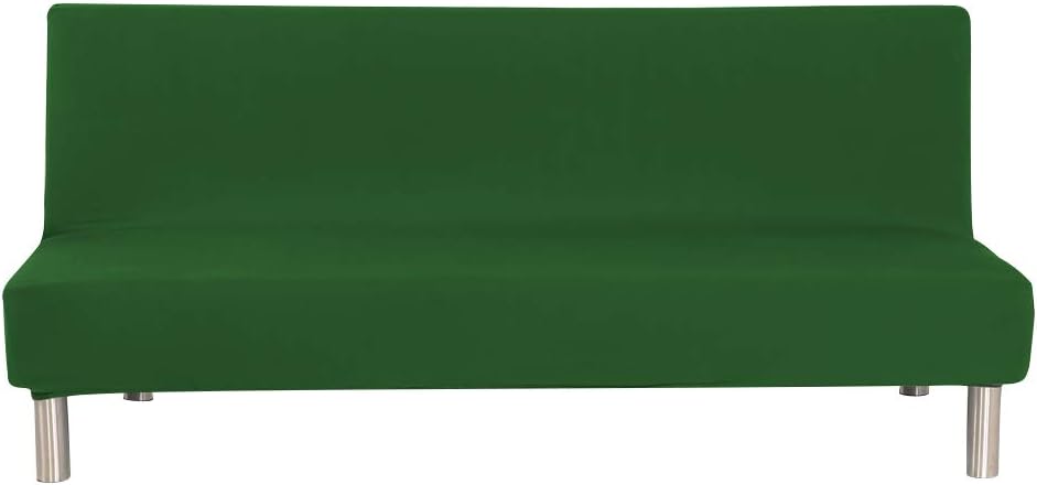 DIFEN Futon Slipcover Sofa Bed Cover Solid Color Full Folding Elastic Armless 80 x 50 inch, Lightweight Stretch Furniture Protector (Green:80" x 50")