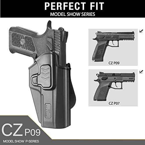 Cz P09 Holster, Owb Paddle Holster For Cz P-07 P-09 And Cz P07 P09 Airsoft. Outside Waistband Carry Holster, Index Finger Release System丨Adjustable Cant - Right Hand. #TOP2