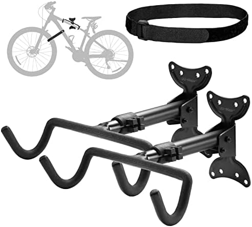 Adjustable Bike Hooks Wall Mount, Bicycle Hangers for Garage,Metal Wall Bike Rack,Horizontal Bike Rack Garage,Heavy Duty Bike Holder(2 Pack).