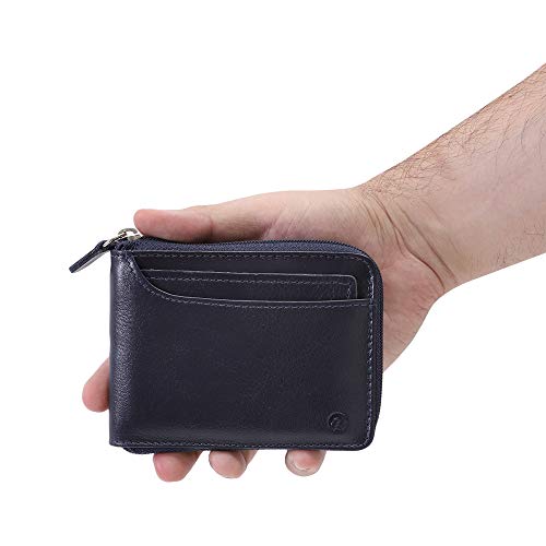 Carteira Masculina Porta CNH Couro Legítimo Fechamento Zíper 188 (Azul marinho)