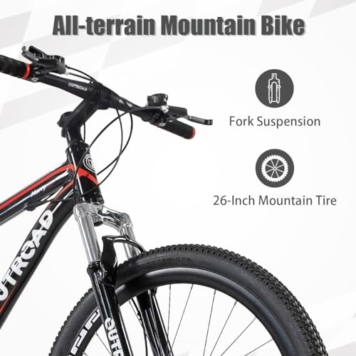 Omelaza Mountain Bike, 26 inch Outdoor Cycling Bike,21-Speed/High-Carbon Steel/Dual Full Suspension, Adjustable Ergonomic Seat for Men Women Adult, MTB Bicycle with Suspension Fork,Black - Thumbnail 3