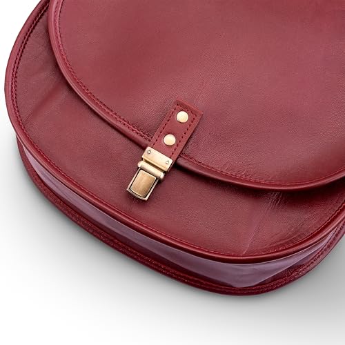 Genuine Leather Crossbody Bags for Women, Shoulder Satchel Saddle Bag Purses Women's Cross Body Sling Vintage Handbag, Burgundy2