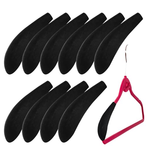 Hombreras para Colgar,10 Uds. Forma de Percha para suéter | Almohadillas para Perchas estándar de Terciopelo para Traje, Abrigo, suéter, Vestido de Novia, Negro