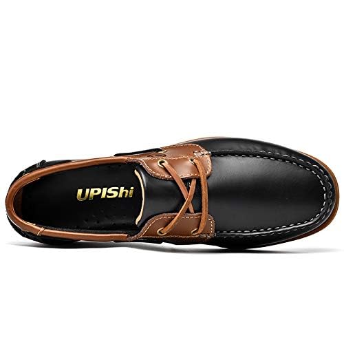 UPIShi Men's Leather Boat Shoe Casual Handsewn Moccasin Toe Comfort Loafers3