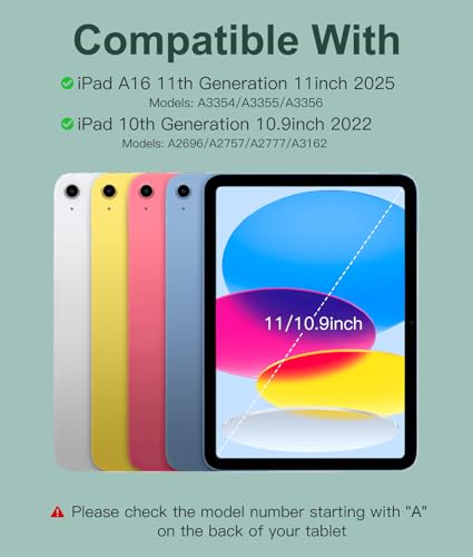 Hamile iPad 10.9 10.9 Inch Keyboard Case, 7 Colors Backlit Wireless Detachable Keyboard Case with Pencil Holder for iPad 10th Generation 2022 (Midnight Green)