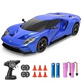 YONCHER Macchina Telecomandata, RC Drift Car per Bambini, Ford GT con licenza ufficiale, 1:24 20KM/H 4WD Macchine Telecomandate, Radiocomandata Auto per Adulta, Blu