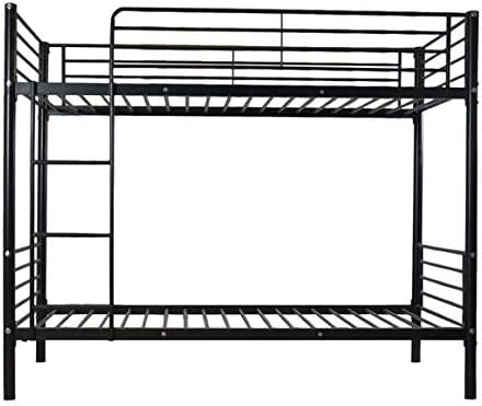 Layee Metal Bunk Bed Twin Over Twin Heavy Duty Bed Frame with Safety Guard Rails & Flat Ladder with Rubber Cover for Kids Teens Adults