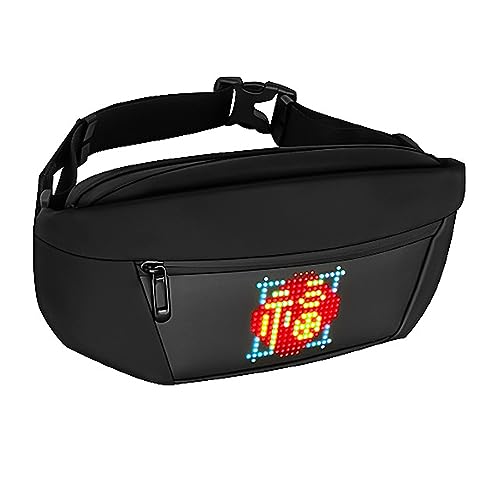 Pyhodi Gürteltasche mit LED-Anzeige, Programmierbarer Bildschirm, Anime-Rucksack, Wasserdicht, Bunte, Stromversorgung über USB, Unisex, über App-Steuerung, Animationsbildschirm,