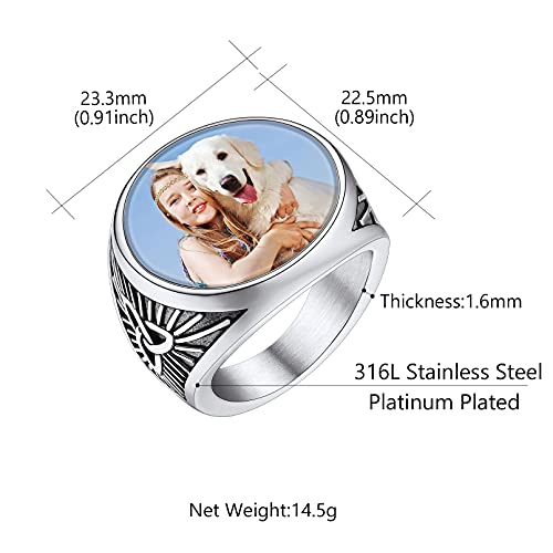 Custom4U Personalized Rings for Men,Photo & Name Engraved Sizes 7 - image 6