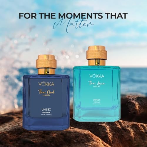 Thai Oud & Thai Aqua Eau De Parfum Perfume Gift Set - 2 x 3.4 fl oz (100 ml) - Unisex Woody & Aquatic Eau de Parfum Set - 2