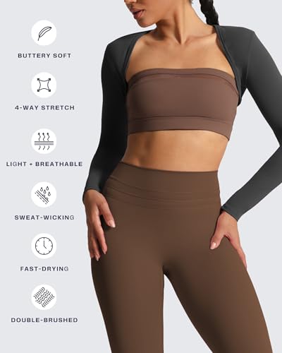 Image of Aoxjox Women's Lexi Lined Bolero Shrug | workout long sleeve,waist-defining cropped fit,open front cardigan,buttery soft fabric,layering,yoga,gym,daily wear
