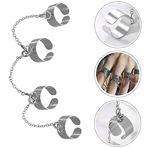 Open Vinger Ring Met Ketting Verstelbare Open Vinger Ring Stapelbare Ringen Gotische Vintage Ring Knuckle Ring Punk Ring Vrouwen En Ring Voor Creatieve Persoonlijkheid Modieuze Punk Vrouwen Mannen - Image 5
