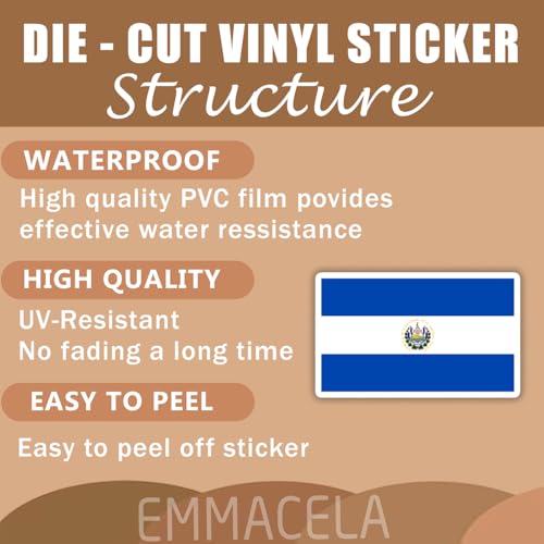 Image of (3PCS) El Salvador Flag stickers, Countries Flag Stickers - Waterproof Vinyl Decals For Laptops, Tumblers, Water Bottles, Books, Scrapbooks, Size 3 x 1.8 Inch