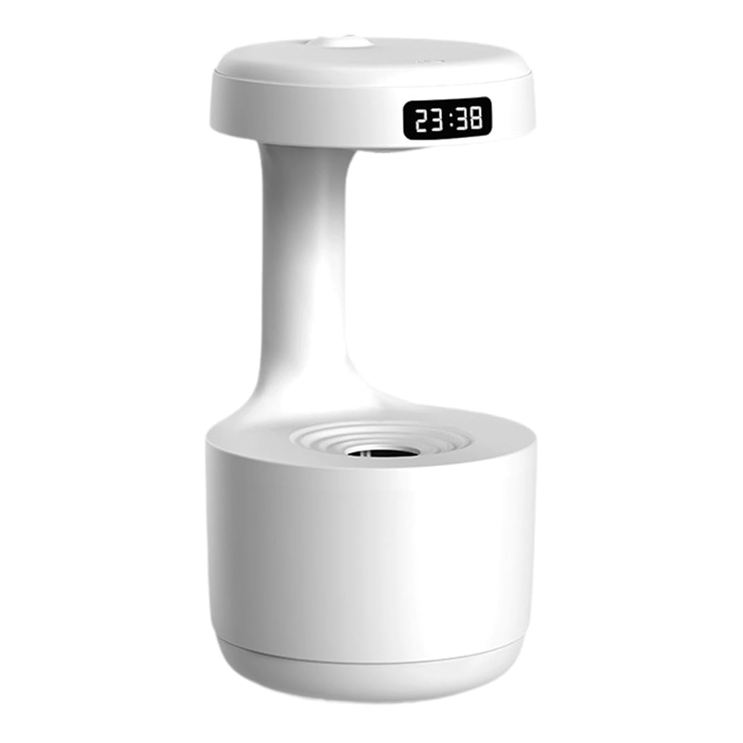 Fenteer Air Humidifier Water Droplet Humidifier with LED Clock Display Levitating Water Drop Humidifier for Office, White, 120mmx231mm