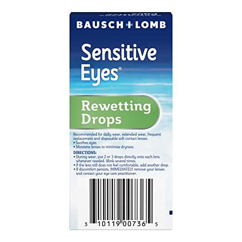 Sensitive Eyes Contact Lens Solution By Bausch + Lomb, For Rewetting Soft Contact Lenses, 0.5 Fl Oz #TOP3