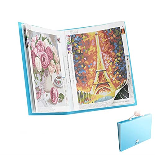 Gigesute A2 40 Pags Diamond Painting Storage Book,Clear Pockets Art Plastic Sleeves Protectors,Large Portfolio Folder,Artwork Report Sheet Letter Storage, Binder #TOP12