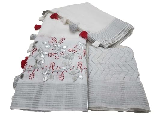 Embroidered Gota Patti Work Saree with Heavy Embroidered Blouse for Women | Chanderi Style Trendy Designer Saree for Party Free size-picture-41