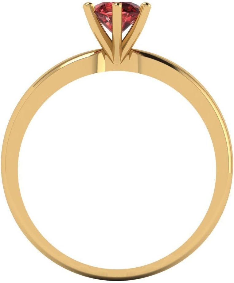 Clara Pucci 0.5 cttw Garnet 14K Yellow Gold Solitaire Ring for Women - Cocktail Statement Fashion Jewelry Gift (5.0mm, Round Cut) - Image 4